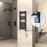 Radiva Haiti Elektrikli Havlupan Düz Siyah Mat (Ktx3 Termostat) Spiral Kablolu - 40 x 100