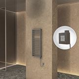 Radiva Naxos Elektrikli Havlupan 500x1193 Antrasit Texture (ktx1 Termostat) 600w Spiral Kablolu