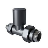 Radiva Radyatör Vanası 1/2'' Koyu Antrasit Düz Pex (Metal Volanlı 16*2mm Boru Bağl. Rakorlu)