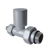 Radiva Radyatör Vanası 1/2'' Pütürlü Gri Düz Pex (Metal Volanlı 16*2mm Boru Bağl. Rakorlu)