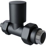 Radiva Radyatör Vanası 1/2'' Pütürlü Siyah Düz Pex (Metal Volanlı 16*2mm Boru Bağl. Rakorlu)
