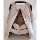 Raduga Collection Puset Örtüsü+Puset Minderi+Puset Çarşafı 3'lü Set Bej Dantelli-Fırfırlı