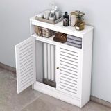 Radyatör Kapağı, Raf Banyo, Zemin Dolabı, Panjurlu Izgaralı Beyaz Radyatör Kapağı Dolabı, Oturma Odası için Ahşap Plastik Isıtıcı Kapak ve Depolama Rafı, Şık ve Fonksiyonel Ev Dekoru,(