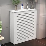 Radyatör Örtüsü, Raf Banyo, Zemin Dolabı, Panjurlu Beyaz Radyatör Kapağı Dolabı, Oturma Odası, Yatak Odası, Banyo için Ahşap Isıtma Depolama Nizer - Dekoratif Raf, (70x70x20cm/27.6x27.6x7