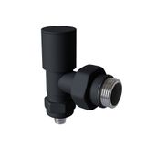 Radyatör Vanası 1/2'' Siyah Köşe Pex (Metal Volanlı 16 * 2mm Boru Bağl. Rakorlu)