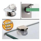 Raf Ahşap Cam Tutucu Cam Etejer Metal Pimli Krom Plastik Vidalı (4 Adet)
