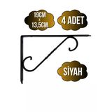 Raf Altı Ferforje Demir Tutucu L Raf Demiri Duvar Sabitleyici(Metal)(Siyah) Siyah 19Cm X 13.5Cm 19Cm X 13.5Cm - 4 Adet