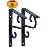 Raf Altı Raf Tutucu Metal Ayak Ferforje Siyah 150 x 230 mm 2 Adet Vida Hediye - VAR