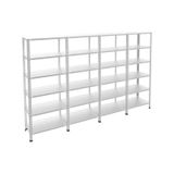 Raf Burada 6 Katlı 4'lü Galvaniz Çelik Raf - Depo, Arşiv, Kiler, Dosya, Market Rafı-43x60 cm-200 cm-1.00 mm