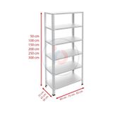 Raf Burada 6 Katlı Galvaniz Çelik Raf - Depo, Arşiv, Kiler, Dosya, Market Rafı-31x75 cm-175 cm-0.70 mm