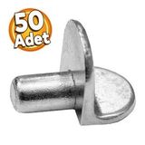 Raf Pimi Düz Nikel Cam Ahşap Metal Raf Tutucu Çivisi Mobilya Dolap Pimi Metal ( 50 Adet)