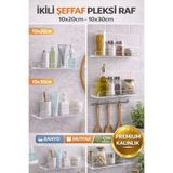 raf PLEKSİ DUVAR RAFI SETİ (İKİ ADET 10*20-10*30)