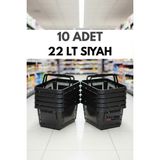 Raf Sanatı 10 Adet / 22 Litre Plastik Market Alışveriş Sepeti Profesyonel Market Mağaza El Sepeti - Siyah