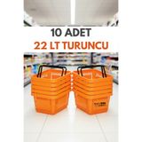 Raf Sanatı 10 ADET / 22 Litre Plastik Market Alışveriş Sepeti Profesyonel Market Mağaza El Sepeti Turuncu