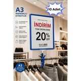 Raf Sanatı 10 Adet - A3 Mandallı| Etiketlik Sepet Raf Askılıketiketi Çerçeveli Market Mağaza Mavi