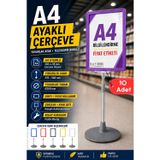Raf Sanatı 10 Adet - A4 Ayaklı Çerçeve Seti Yuvarlak Tabanlı Teleskopik Fiyat Etiketi Standı Mor