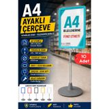 Raf Sanatı 10 Adet - A4 Ayaklı Çerçeve Seti Yuvarlak Tabanlı Teleskopik Fiyat Etiketi Standı Turkuaz