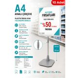 Raf Sanatı 10 Adet - A4 Ayaklı Fiyat Etiketlik Teleskopik Borulu Çerçeve Etiketlik Yönlendirme Levhası Menü Panosu Şeffaf