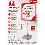 Raf Sanatı 10 Adet - A4 Ayaklıetiketlik Teleskopik Borulu Çerçeve Etiketlik Yönlendirme Levhası Menü Panosu Kırmızı