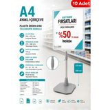 Raf Sanatı 10 Adet - A4 Ayaklıetiketlik Teleskopik Borulu Çerçeve Etiketlik Yönlendirme Levhası Menü Panosu Şeffaf
