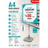 Raf Sanatı 10 Adet - A4 Ayaklıetiketlik Teleskopik Borulu Çerçeve Etiketlik Yönlendirme Levhası Menü Panosu Turkuaz