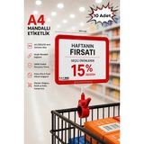 Raf Sanatı 10 Adet - A4 Mandallı| Etiketlik Sepet Raf Askılıketiketi Çerçeveli Market Mağaza Kırmızı