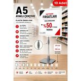 Raf Sanatı 10 Adet - A5 Ayaklı Çerçeve Seti Plastik Ördek Ayak Teleskopik Boruluetiketliği Yönlendirme Levhası Menü Panosu Beyaz