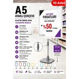 Raf Sanatı 10 Adet - A5 Ayaklı Çerçeve Seti Plastik Ördek Ayak Teleskopik Boruluetiketliği Yönlendirme Levhası Menü Panosu Şeffaf