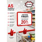 Raf Sanatı 10 Adet - A5 Mandallı Etiketlik | Fiyatlık Sepet Raf Askılık Fiyat Etiketi Çerçeveli Market Mağaza Kırmızı