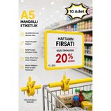 Raf Sanatı 10 Adet - A5 Mandallı Etiketlik |sepet Raf Askılıketiketi Çerçeveli Market Mağaza Sarı