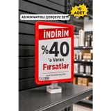 Raf Sanatı 10 Adet - A5 Mıknatıs Tutuculu Fiyatlık Etiketlik – Dikey Yatay ve Bilgilendirme Çerçevesi Kırmızı