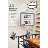 Raf Sanatı 10 Adet - A6MANDALLI Etiketlik | Sepet Raf Askılıketiketi Çerçeveli Market Mağaza Gri