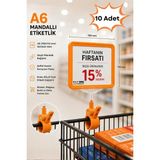 Raf Sanatı 10 Adet - A6MANDALLI Etiketlik | Sepet Raf Askılıketiketi Çerçeveli Market Mağaza Turuncu