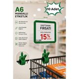 Raf Sanatı 10 Adet - A6MANDALLI Etiketlik | Sepet Raf Askılıketiketi Çerçeveli Market Mağaza Yeşil