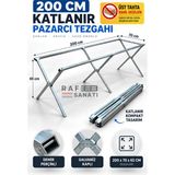 Raf Sanatı 200 cm Pazarcı Tezgahı Kampet – Katlanır Portatif Galvaniz Tezgah, Seyyar Satış ve Fuar Standı (Tahta Hariç)
