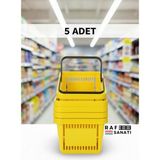Raf Sanatı 5 Adet / 22 Litre Plastik Market Alışveriş Sepeti Profesyonel Market Mağaza El Sepeti - Sarı