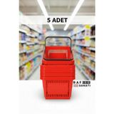 Raf Sanatı 5 ADET / 22 Litre Plastik Market Alışveriş Sepeti Profesyonel Market Mağaza El Sepeti