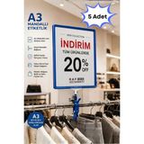 Raf Sanatı 5 Adet - A3 Mandallı| Etiketlik Sepet Raf Askılıketiketi Çerçeveli Market Mağaza Mavi