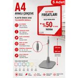 Raf Sanatı 5 Adet - A4 Ayaklı Fiyat Etiketlik Teleskopik Borulu Çerçeve Etiketlik Yönlendirme Levhası Menü Panosu Kırmızı