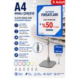 Raf Sanatı 5 Adet - A4 Ayaklı Fiyat Etiketlik Teleskopik Borulu Çerçeve Etiketlik Yönlendirme Levhası Menü Panosu Mavi