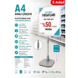 Raf Sanatı 5 Adet - A4 Ayaklı Fiyat Etiketlik Teleskopik Borulu Çerçeve Etiketlik Yönlendirme Levhası Menü Panosu Şeffaf