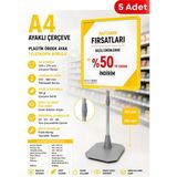 Raf Sanatı 5 Adet - A4 Ayaklıetiketlik Teleskopik Borulu Çerçeve Etiketlik Yönlendirme Levhası Menü Panosu Sarı