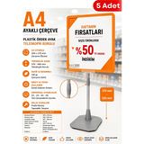 Raf Sanatı 5 Adet - A4 Ayaklıetiketlik Teleskopik Borulu Çerçeve Etiketlik Yönlendirme Levhası Menü Panosu Turuncu