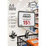 Raf Sanatı 5 Adet - A4 Mandallı| Etiketlik Sepet Raf Askılıketiketi Çerçeveli Market Mağaza Gri