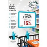 Raf Sanatı 5 Adet - A4 Mandallı| Etiketlik Sepet Raf Askılıketiketi Çerçeveli Market Mağaza Turkuaz