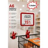Raf Sanatı 5 Adet - A6MANDALLI Etiketlik | Sepet Raf Askılıketiketi Çerçeveli Market Mağaza Kırmızı