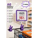 Raf Sanatı 5 Adet - A6MANDALLI Etiketlik | Sepet Raf Askılıketiketi Çerçeveli Market Mağaza Mor