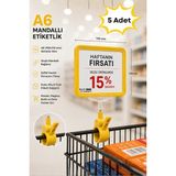 Raf Sanatı 5 Adet - A6MANDALLI Etiketlik | Sepet Raf Askılıketiketi Çerçeveli Market Mağaza Sarı