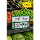 Raf Sanatı 5 Adet - Fiyat Kasetlik Manav Kasap Şarküteri Etiketi Rakamlı Fiyatlık | Ayaklı Büyük Boy 123x84 mm | Yeşil