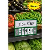 Raf Sanatı 5 Adet - Kasetlik Manav Kasap Şarküteri Etiketi Rakamlı Fiyatlık | Ayaklı Büyük Boy 123X84 mm | Yeşil